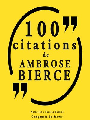 cover image of 100 citations d'Ambrose Bierce